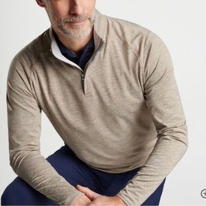 NWT Peter Millar stealth quarter zip tailored fit size medium color jute